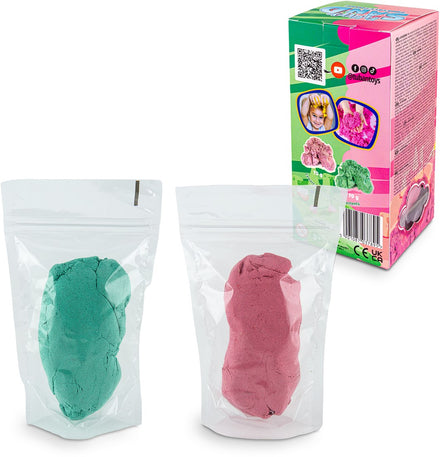 Tuban Kinetisch Zand Fluffy Sand | Pink & Green 2 x 70 g