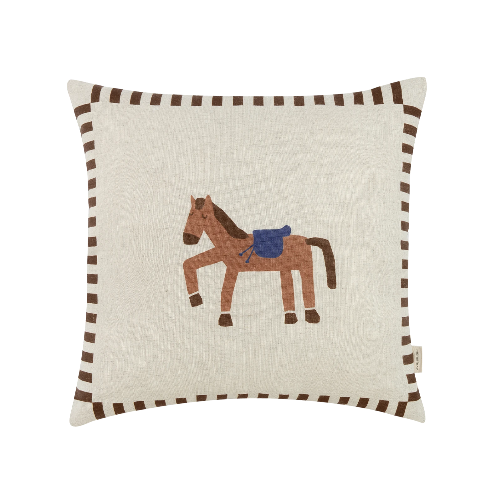 Nobodinoz Portofino Waterproof Kussen 40x40cm | Charcoal Stripes Horse