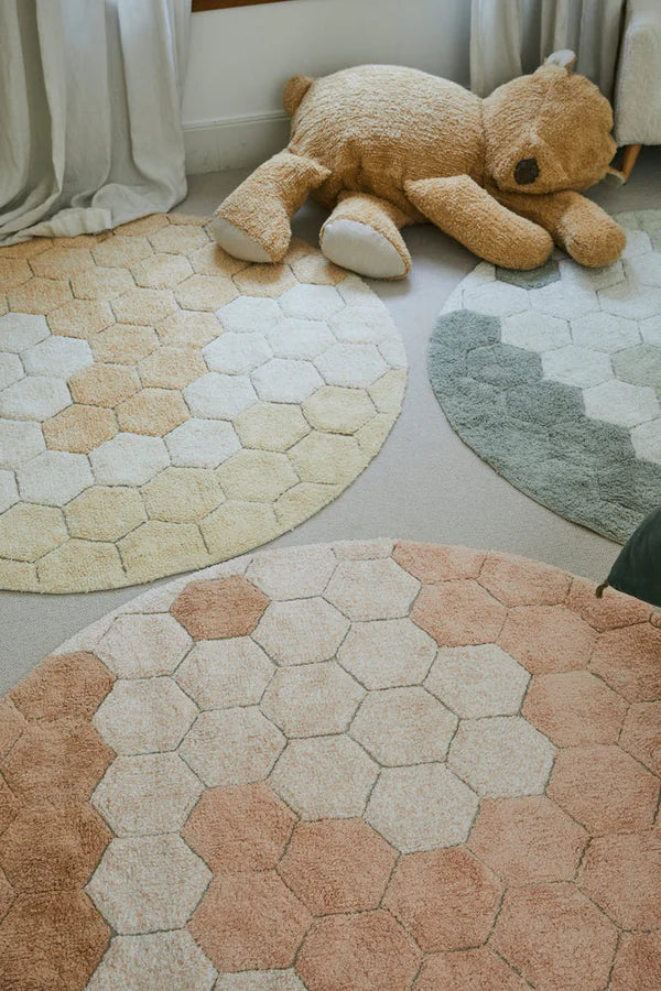 Lorena Canals Machinewasbaar Tapijt Rug Rond Ø140cm | Honeycomb Golden