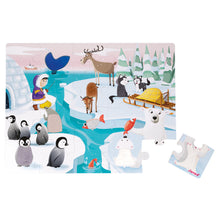 Janod leuke vloerpuzzel 20 stuks Life on the ice - DE GELE FLAMINGO - 1