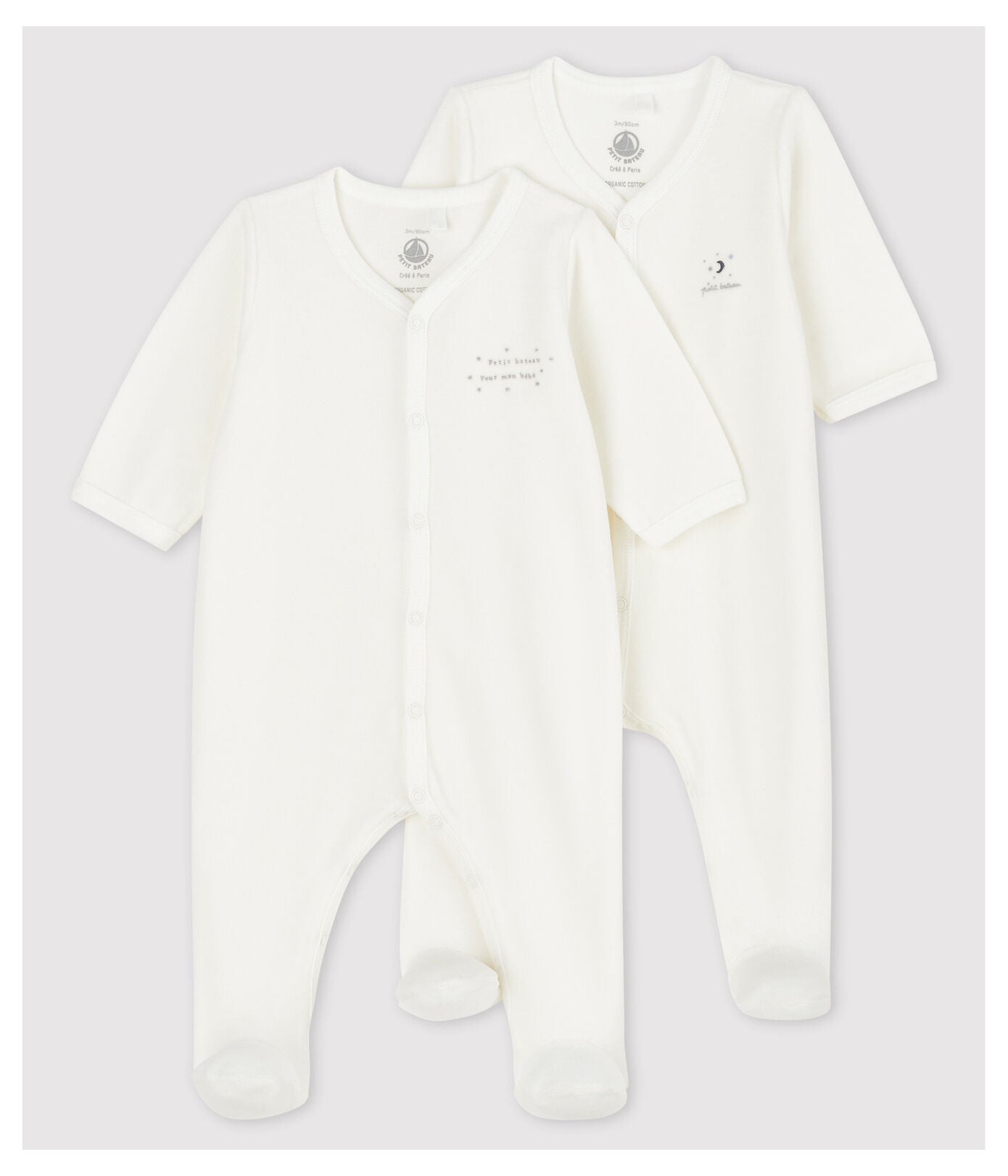 zzz Petit Bateau Baby Pyjama Set 2 Katoen | Offwhite