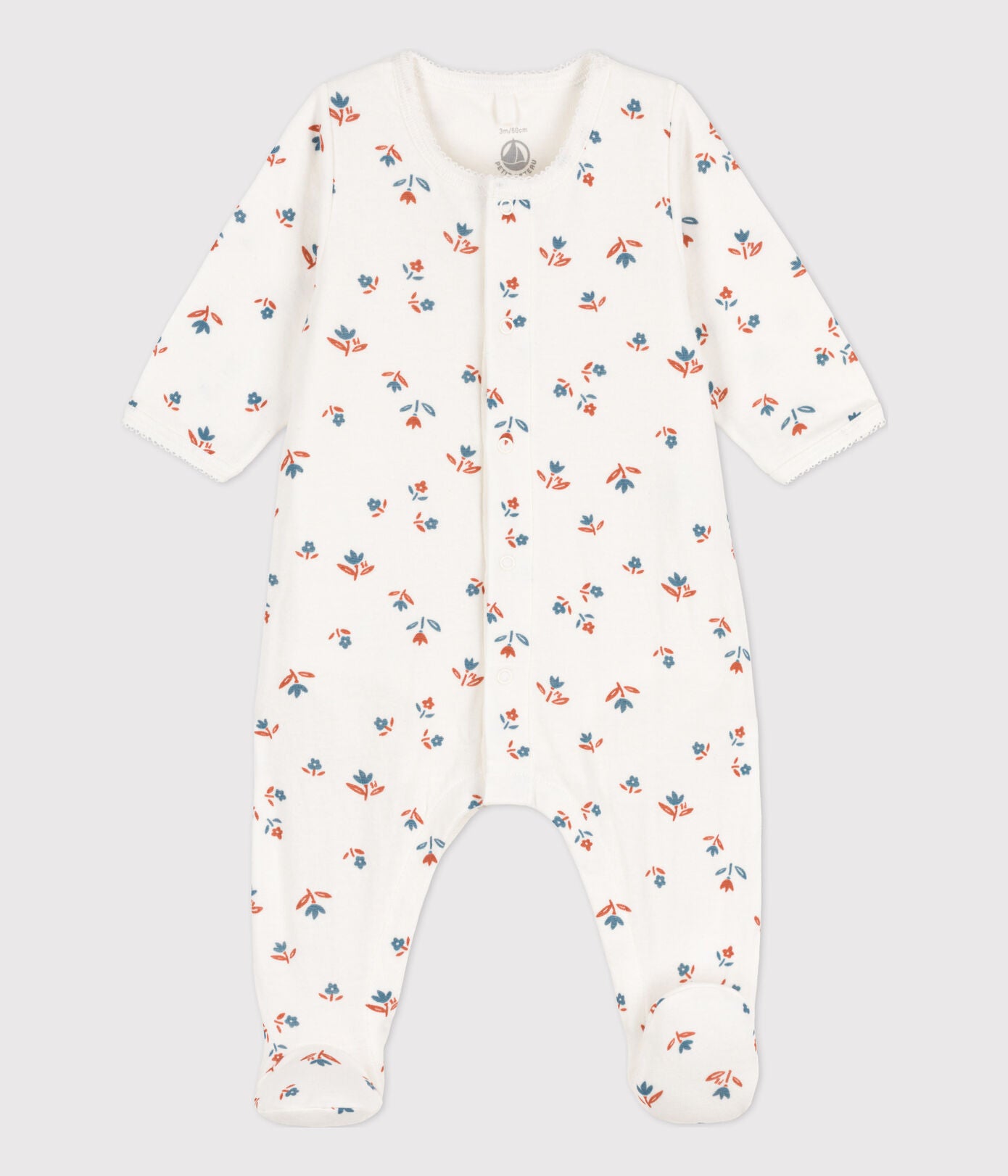 zzz Petit Bateau Baby Pyjama Tubic | Marshmallow Flowers