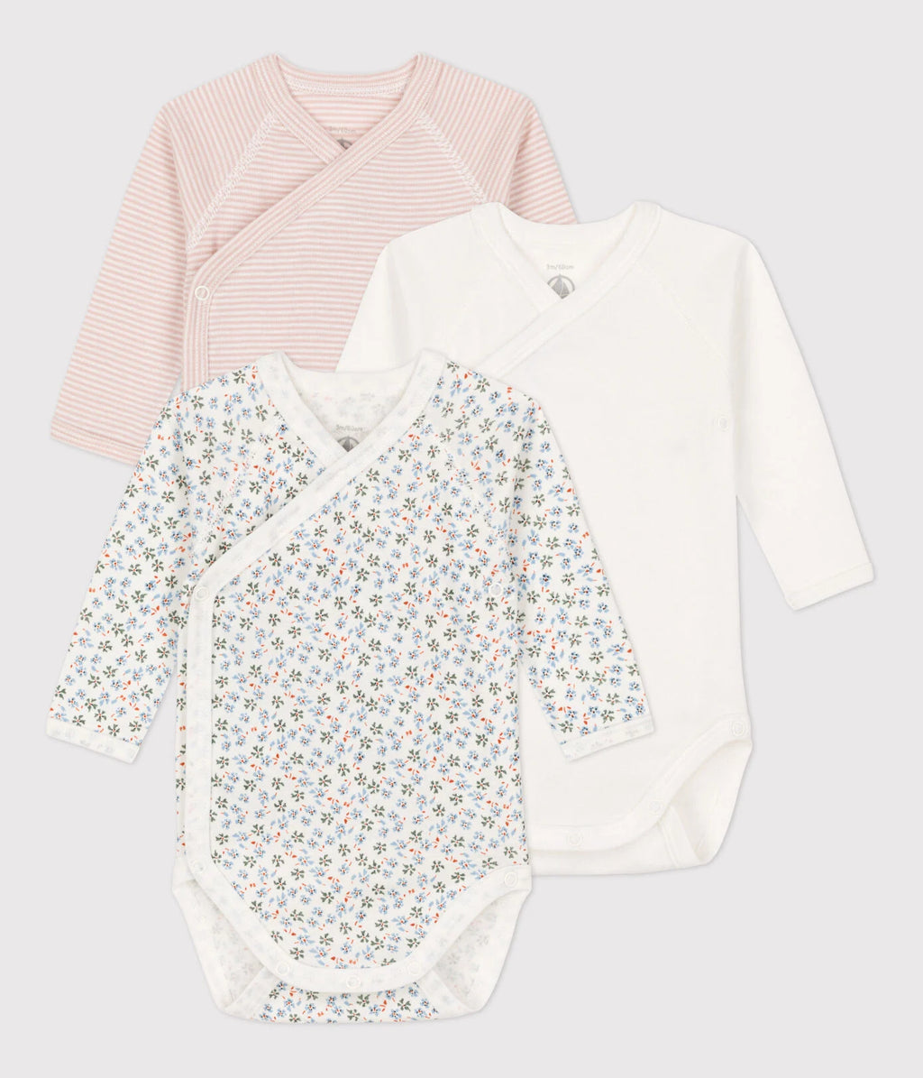 Petit Bateau Set 3 Rompers Met Lange Mouwen | Flowers  *