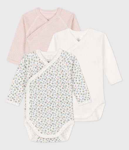 Petit Bateau Set 3 Rompers Met Lange Mouwen | Flowers  *