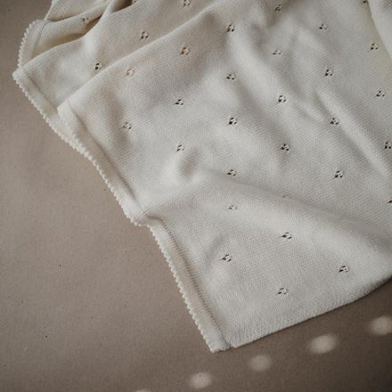 Mushie Knit Deken 80x100cm | Pointelle Ivory