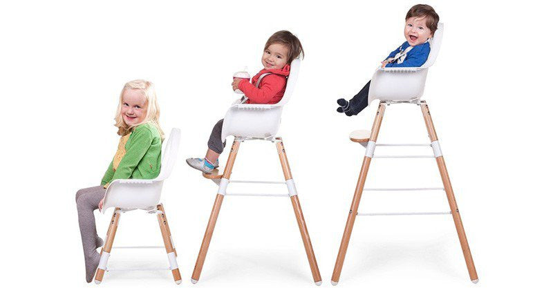 Childwood EVOLU2 meegroeistoel Naturel/wit 2 in 1 + beugel - DE GELE FLAMINGO - Kids concept store 