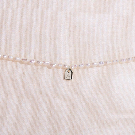 Galore Gepersonaliseerde Armband Pearl & Tag | Zilver Baby