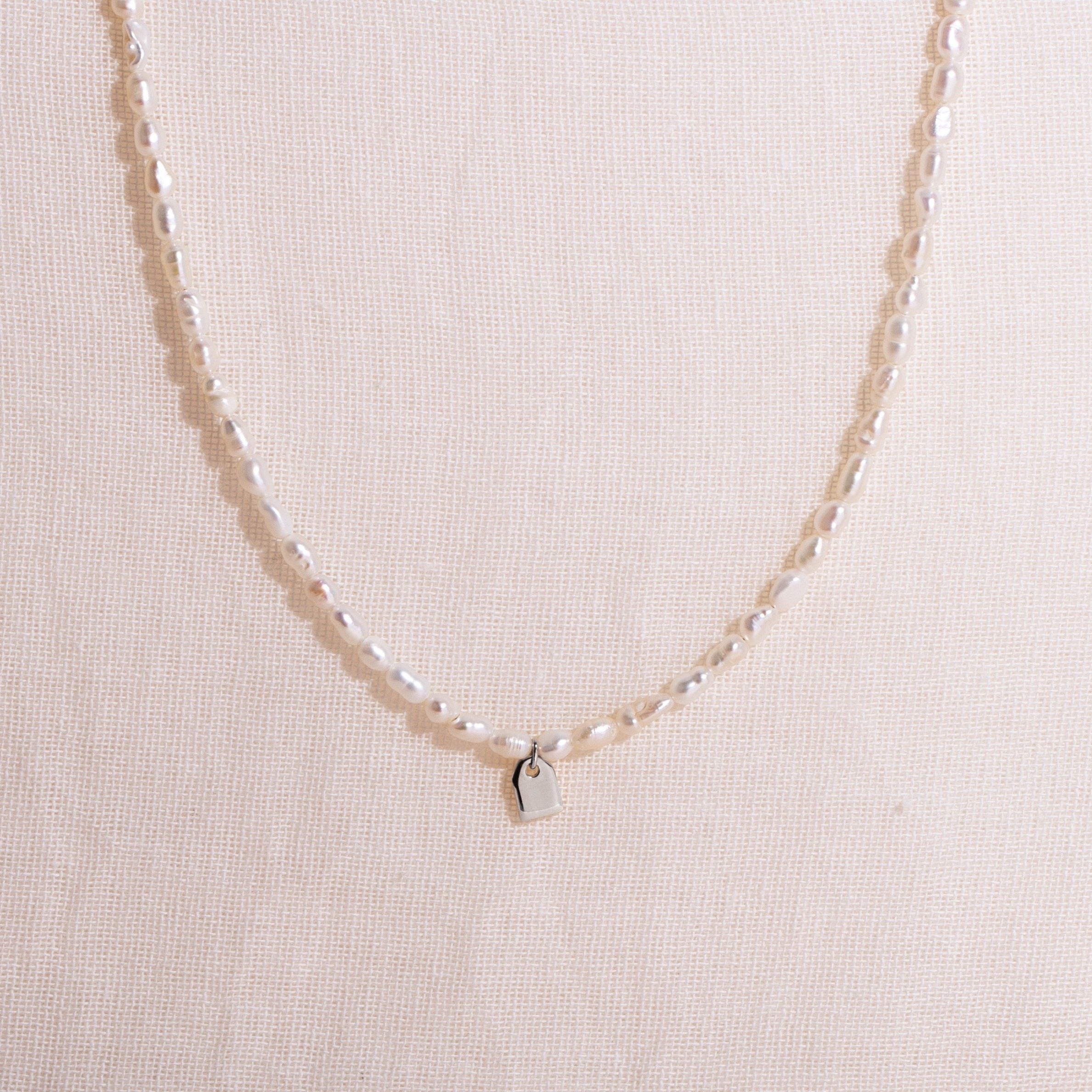 Galore Gepersonaliseerde Ketting Pearl & Tag | Zilver Women