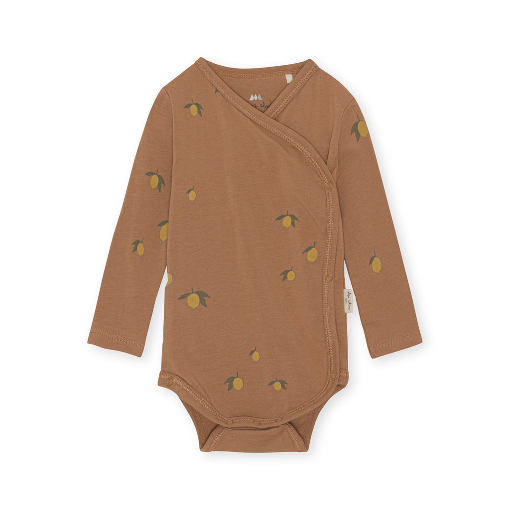 Konges Sløjd Basic Longsleeve Newborn Romper | Lemon Brown