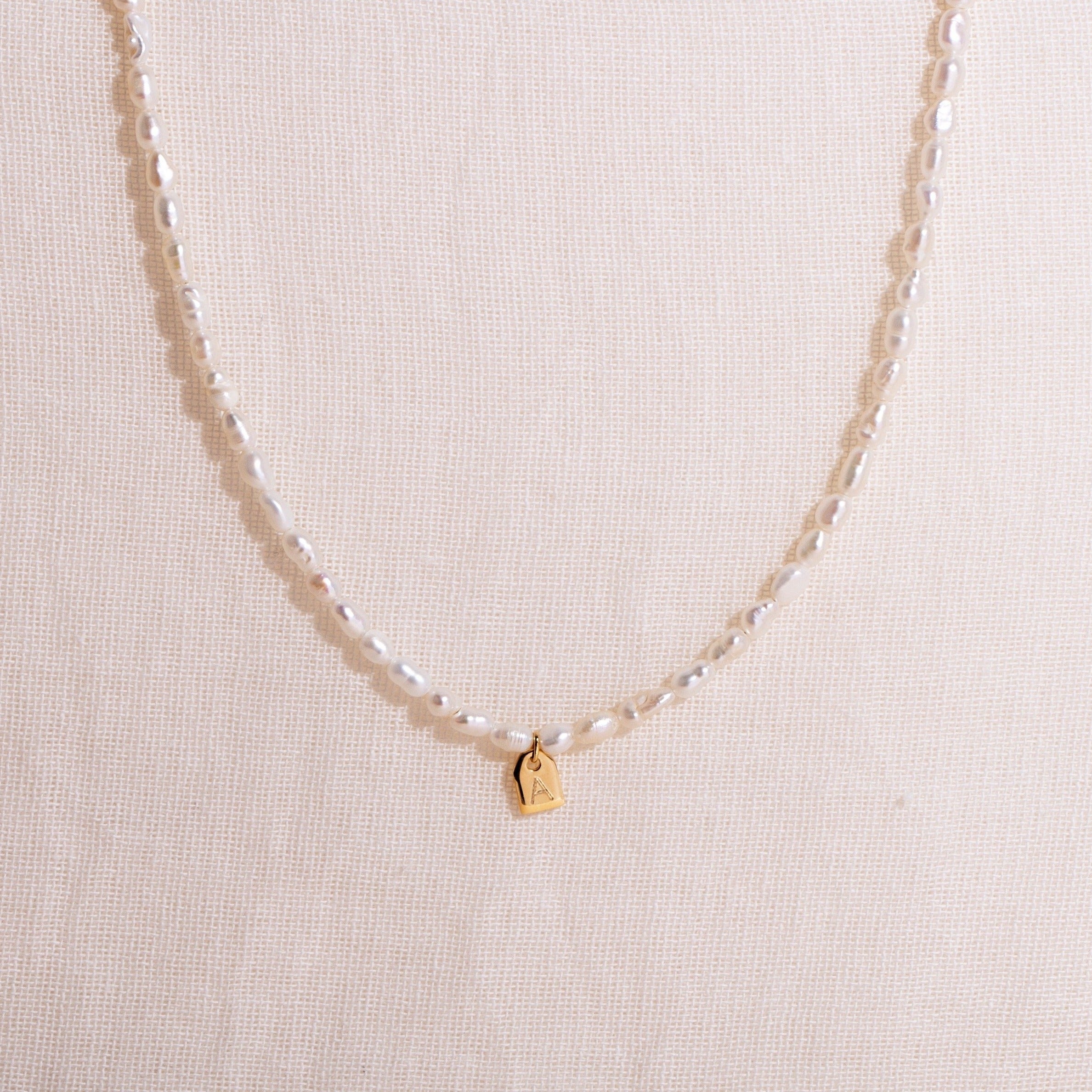 Galore Gepersonaliseerde Ketting Pearl & Tag | Gold Petite