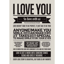 I love my type poster 50x70cm - I love you - Grey   *