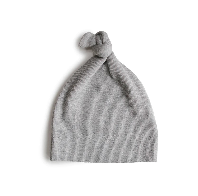 zzz Mushie Baby Beanie Ribbed | Grey Melange