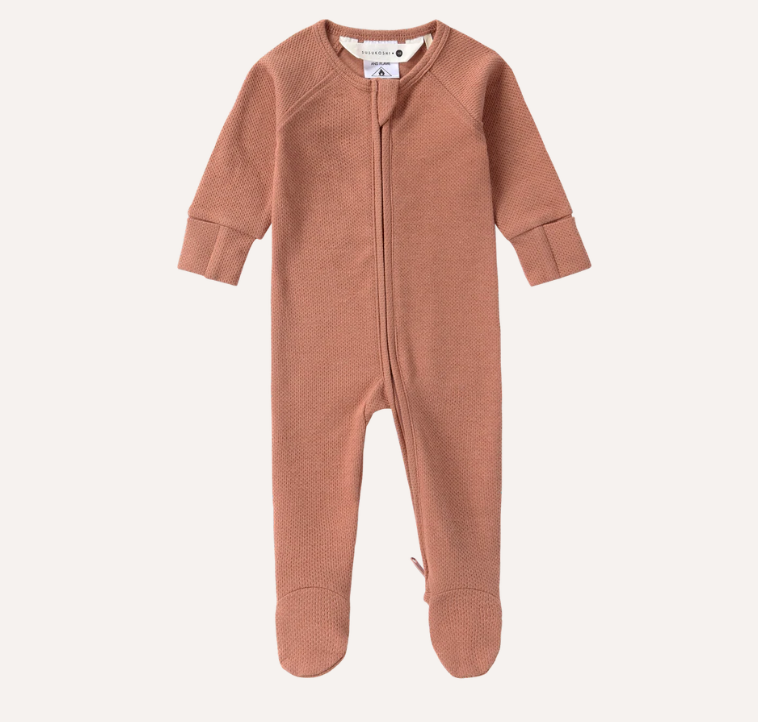 Susukoshi Zip Growsuit I Terracotta (Pointelle)*